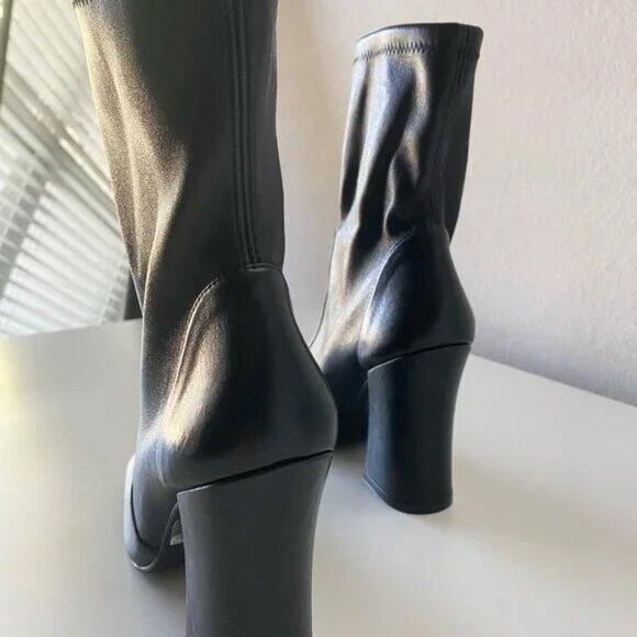 NWOT Stuart Weitzman Curveblock 100 Stretch Leather Booties Size 5 1/2 Spain - Picture 14 of 14